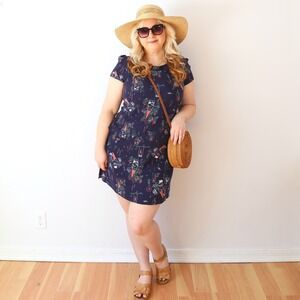 ModCloth Gnome Mushroom Print Lace Up Back Short Sleeve Dress L